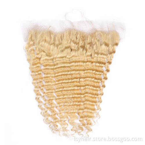 Russian Blonde 613 Colour Deep Wave 100% Virgin Hair Weave with Frontal Closure, Raw 613 Human Hair Deep Wave Bundles